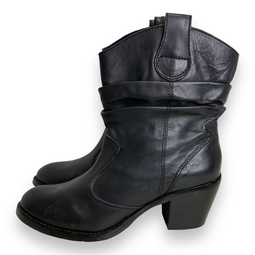 Archuro Chiang - Black Western Look Slouchy Ankle Boot - Size 8